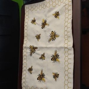 Bee with honeycomb border embroidered pillowcase OBO